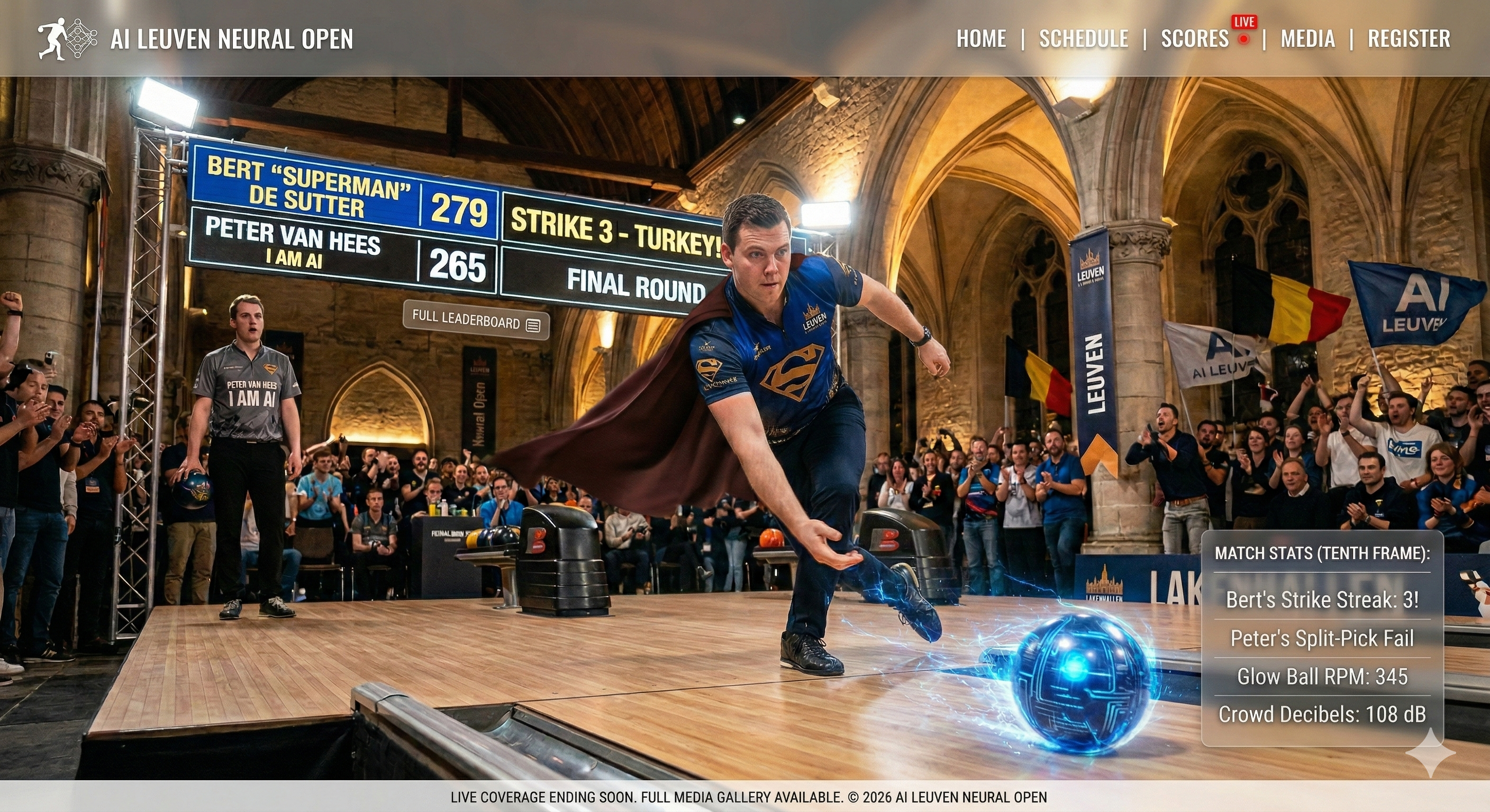 Live coverage of the bowling tournament at Lakenhallen, Leuven